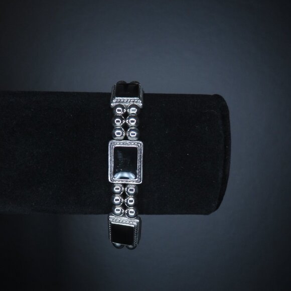 Silver Tone and Black Beaded Bracelet - Picture 2 of 6